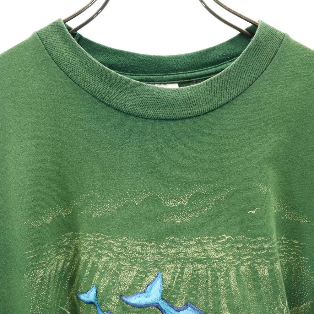 ジャージーズ 90s USA製 オールド プリント 半袖 Tシャツ M グリーン系 JERZEES メンズ