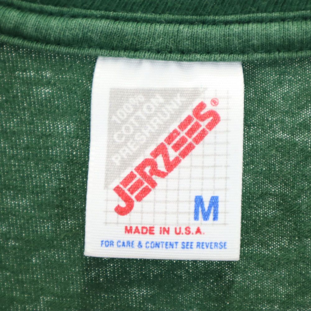 ジャージーズ 90s USA製 オールド プリント 半袖 Tシャツ M グリーン系 JERZEES メンズ