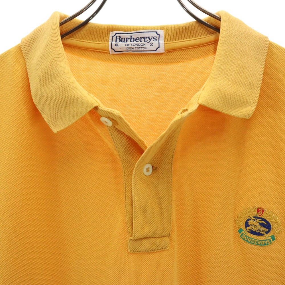 Burberrys バーバリーズ 90s オールド 半袖 ポロシャツ XL イエロー系 OF LONDON 鹿の子地 メンズ