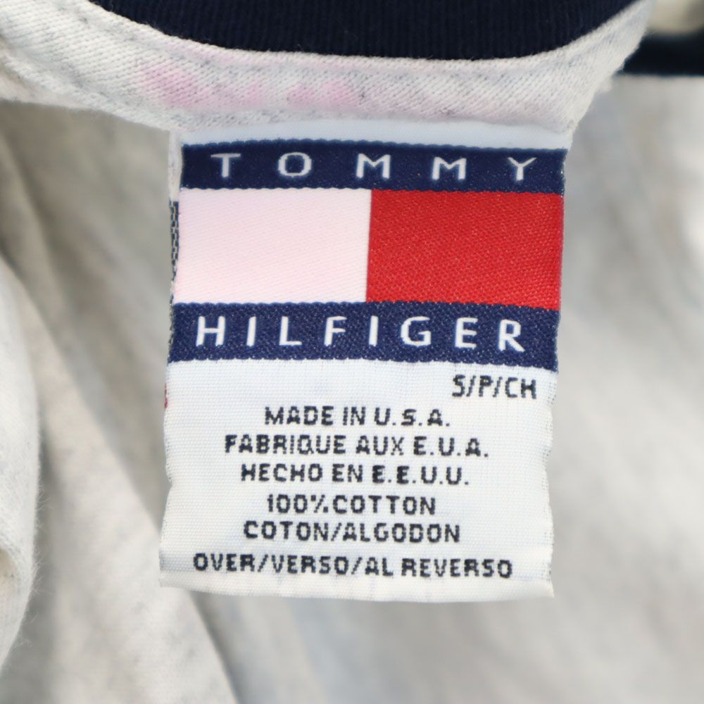 トミーヒルフィガー 90s USA製 オールド プリント 半袖 Tシャツ S グレー系 TOMMY HILFIGER メンズ