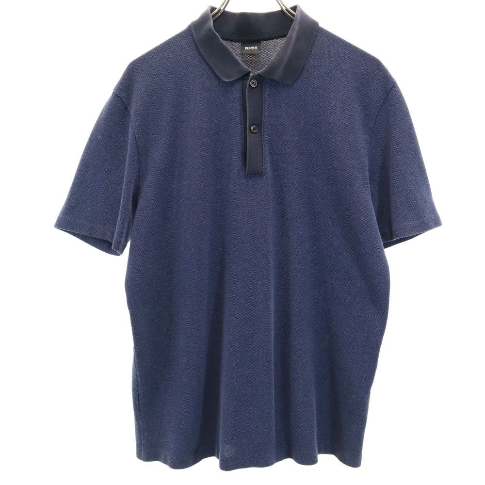HUGO BOSS ヒューゴボス 半袖 ポロシャツ L ネイビー系 鹿の子 メンズ