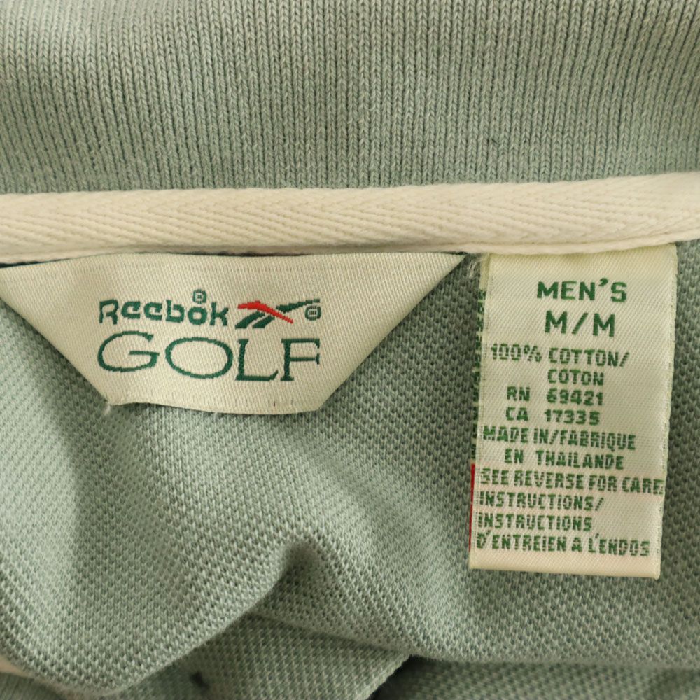 リーボックゴルフ ボーダー ゴルフ 半袖 ポロシャツ M グリーン系 ReebokGOLF 鹿の子 メンズ