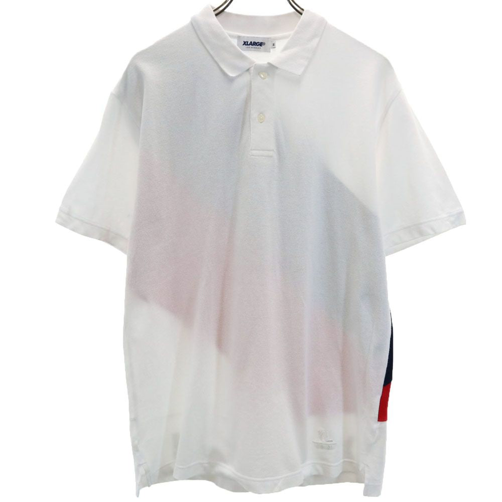 XLARGE エクストララージ バックプリント 半袖 ポロシャツ M ホワイト 鹿の子 メンズ