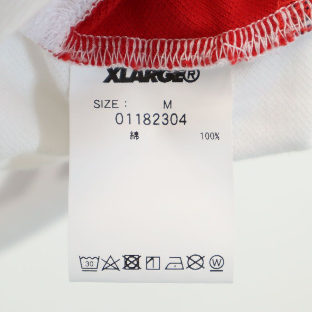 XLARGE エクストララージ バックプリント 半袖 ポロシャツ M ホワイト 鹿の子 メンズ