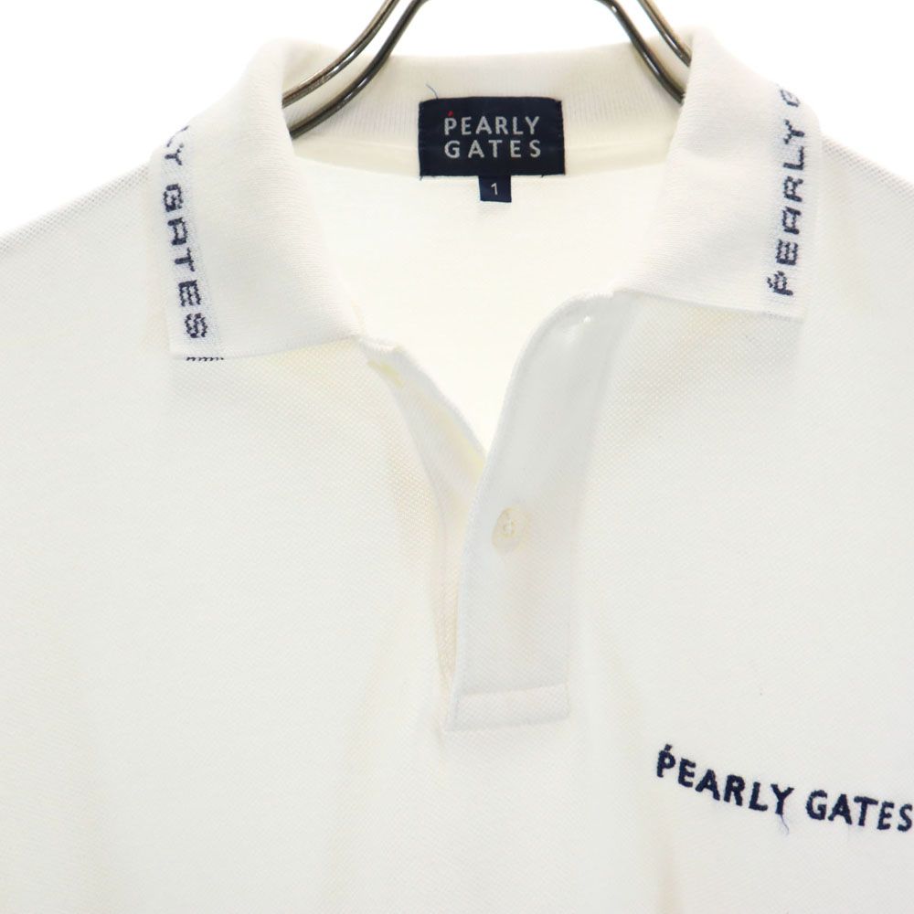 PEARLY GATES パーリーゲイツ 日本製 ゴルフ 半袖 ポロシャツ 1 ホワイト 鹿の子 メンズ