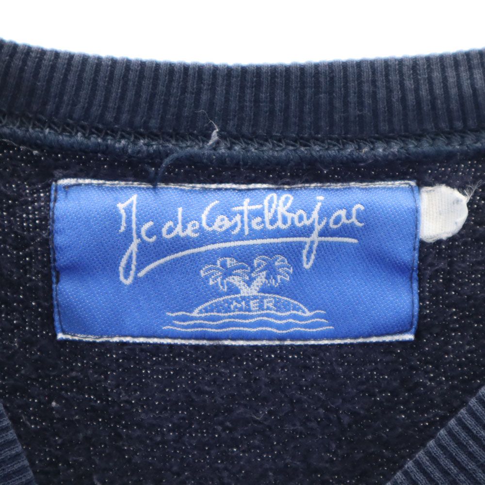 JC de CASTELBAJAC カステルバジャック イタリア製 長袖 スウェット トレーナー M ネイビー 裏起毛 刺繍 レディース