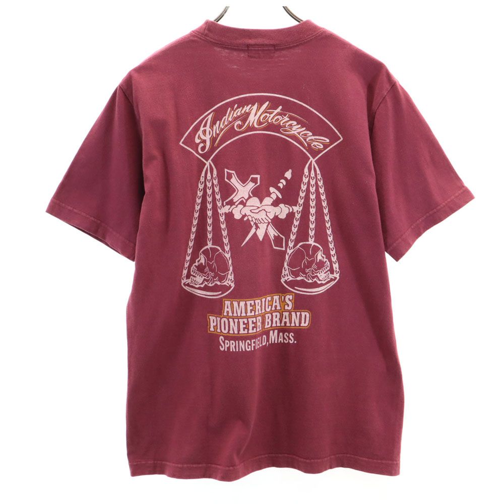 INDIAN MOTORCYCLE インディアンモトサイクル バックプリント 半袖 Tシャツ ボルドー系 メンズ