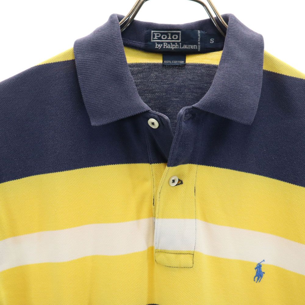 Polo by Ralph Lauren ポロバイラルフローレン ボーダー 半袖 ポロシャツ S イエロー系 鹿の子 メンズ