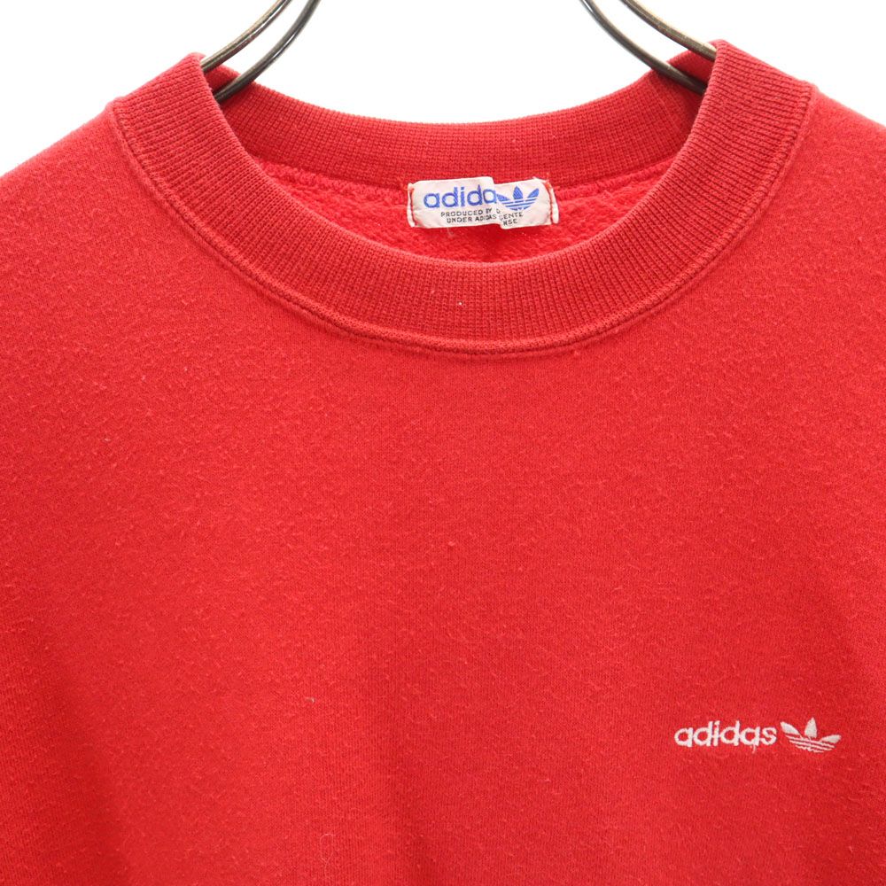 アディダス 70s 80s デサント製 ヴィンテージ トレフォイルロゴ 半袖 Tシャツ O レッド系 adidas メンズ