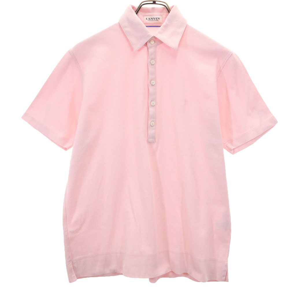 LANVIN LA COLLECTION ランバンコレクション 日本製 半袖 ポロシャツ M ピンク系 鹿の子 メンズ