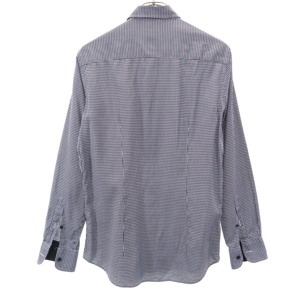 アルマーニコレッツォーニ ギンガムチェック柄 長袖 シャツ S ネイビー×白 ARMANI COLLEZIONI メンズ
