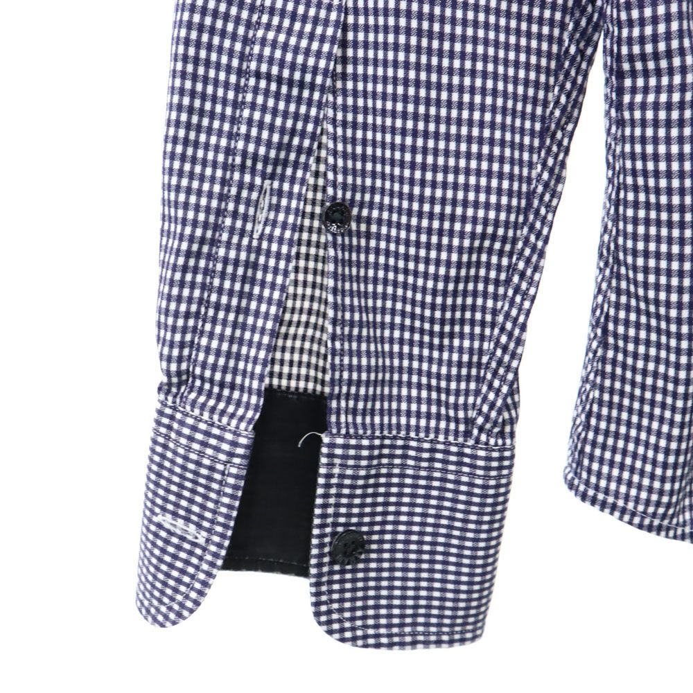 アルマーニコレッツォーニ ギンガムチェック柄 長袖 シャツ S ネイビー×白 ARMANI COLLEZIONI メンズ