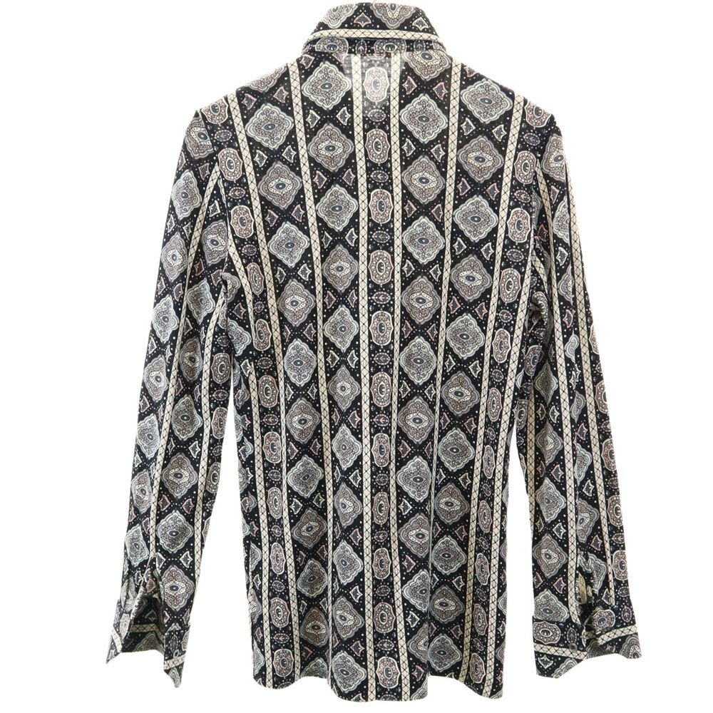 PIER イタリア製 ウール 総柄 長袖 シャツ 黒系 メンズ