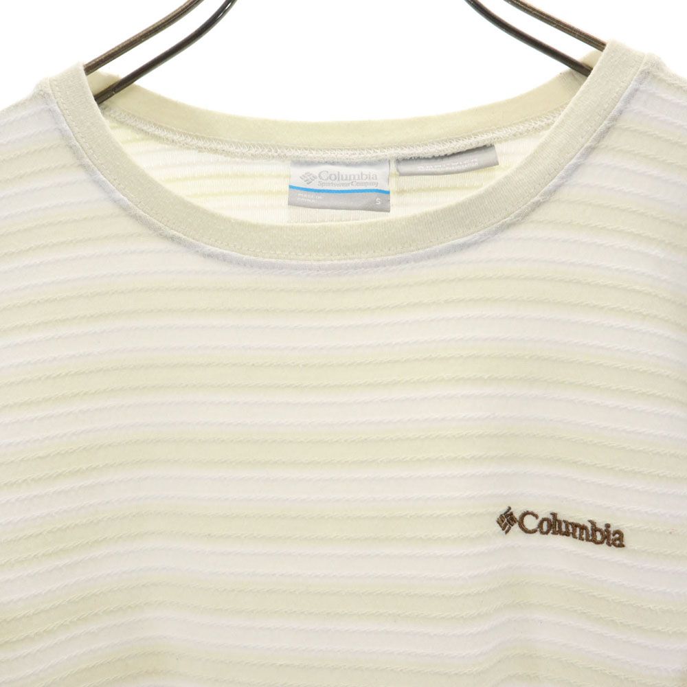 コロンビア アウトドア ボーダー柄 長袖 OMNI-WICK ロングシャツ S ホワイト Columbia ロンT メンズ