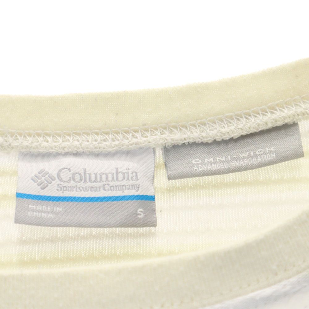 コロンビア アウトドア ボーダー柄 長袖 OMNI-WICK ロングシャツ S ホワイト Columbia ロンT メンズ