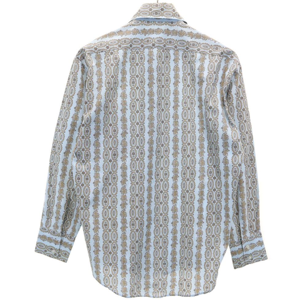 Sampl 80s ヴィンテージ 総柄 長袖 シャツ ライトブルー メンズ
