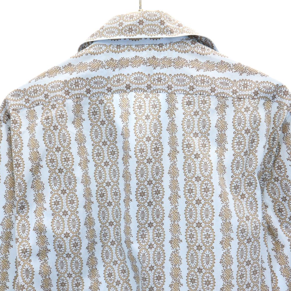 Sampl 80s ヴィンテージ 総柄 長袖 シャツ ライトブルー メンズ