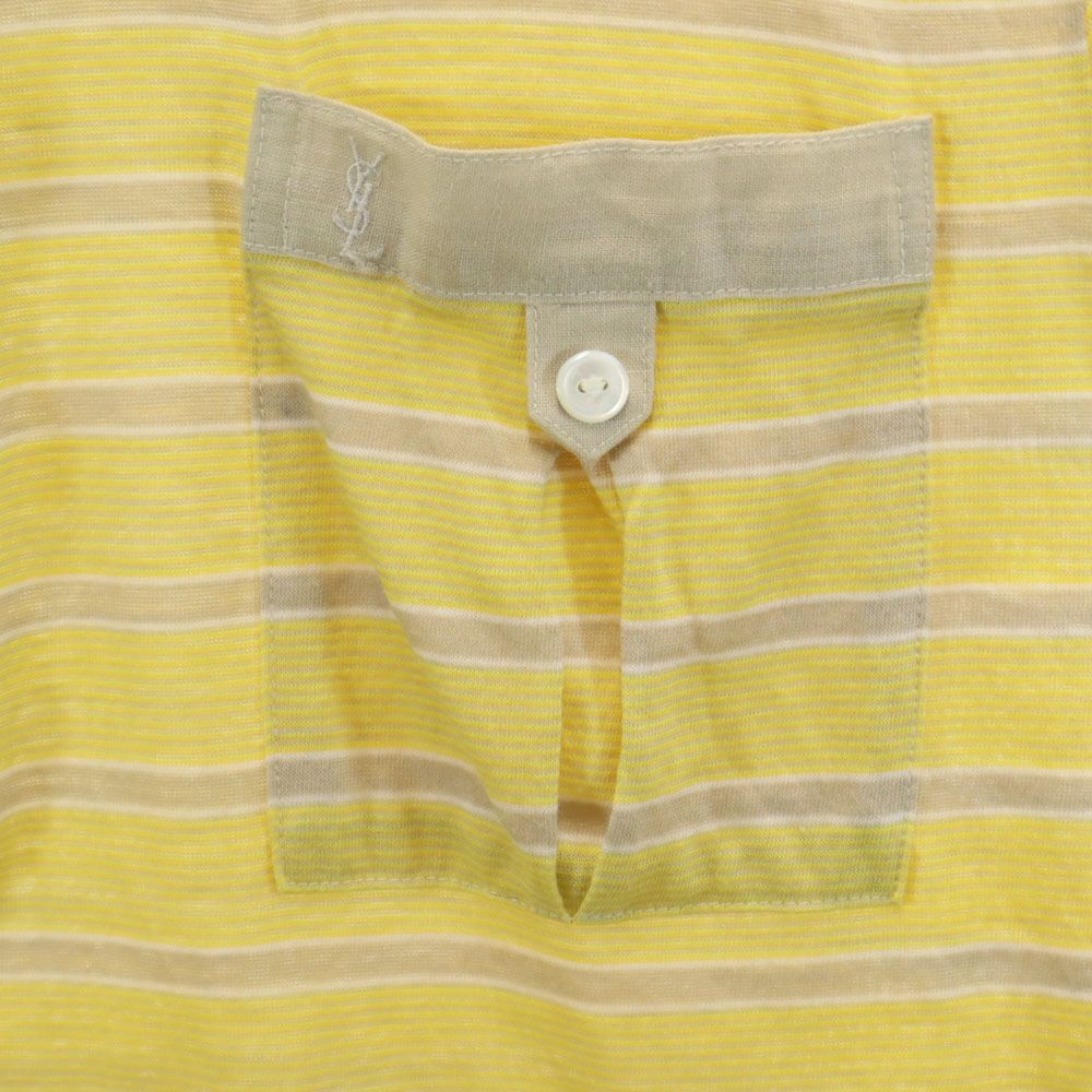 YVES SAINT LAURENT イヴサンローラン 90s オールド 日本規格 ボーダー 半袖 ポロシャツ L イエロー系 メンズ