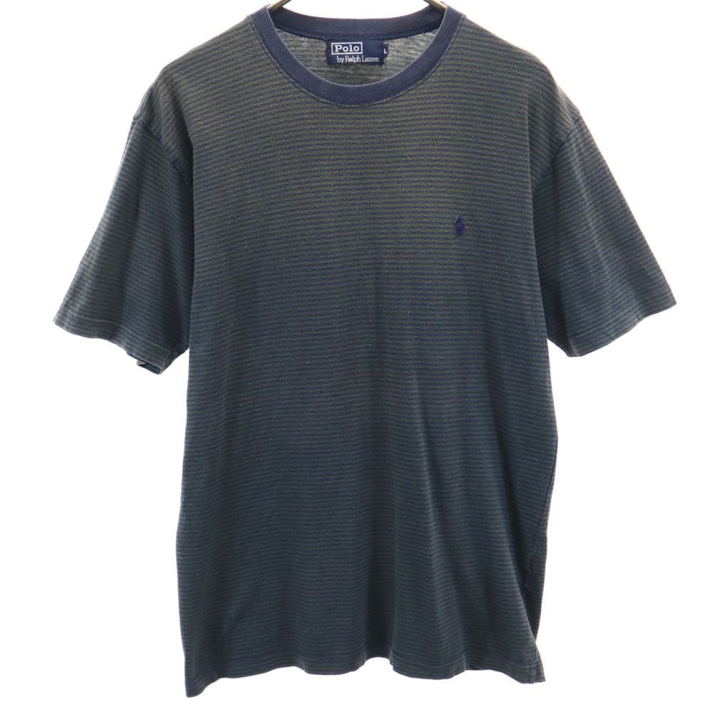 Polo by Ralph Lauren ポロバイラルフローレン 日本製 ボーダー柄 半袖 Tシャツ L 紺紫 メンズ