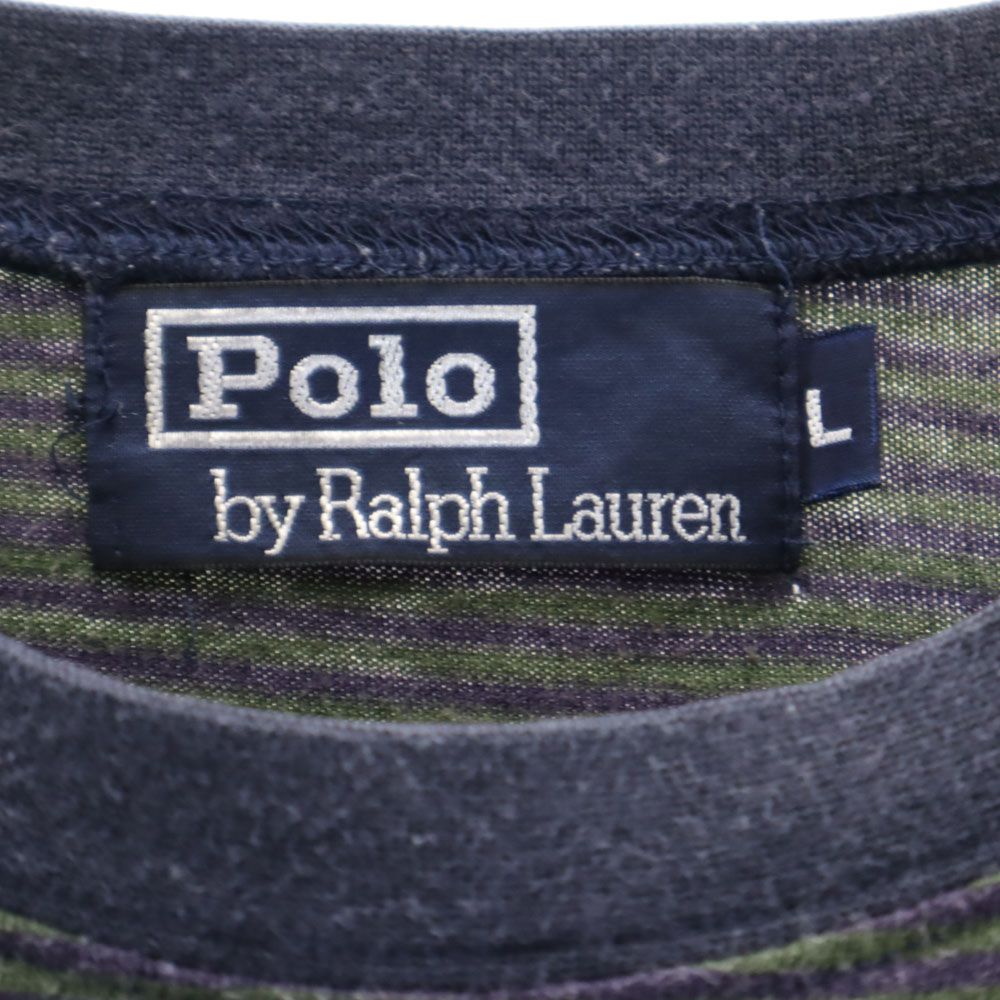 Polo by Ralph Lauren ポロバイラルフローレン 日本製 ボーダー柄 半袖 Tシャツ L 紺紫 メンズ
