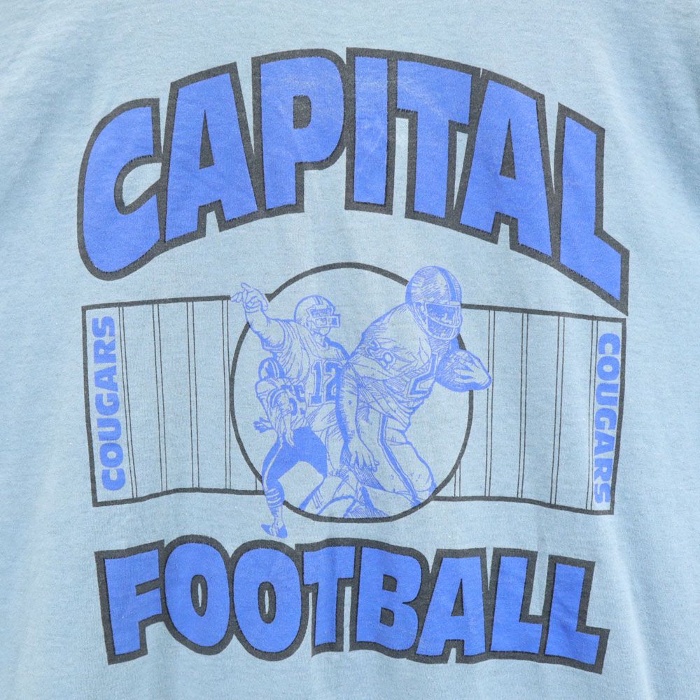 フルーツオブザルーム 90s BEST USA製 オールド プリント 半袖 Tシャツ L ブルー FRUIT OF THE LOOM メンズ