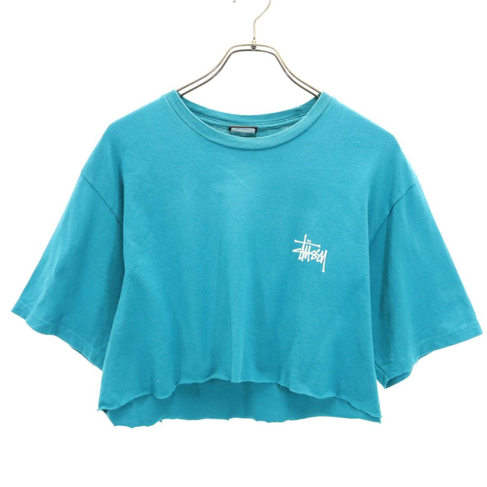 ステューシー バックプリント 半袖 カットオフ Tシャツ M ブルー系 STUSSY メンズ