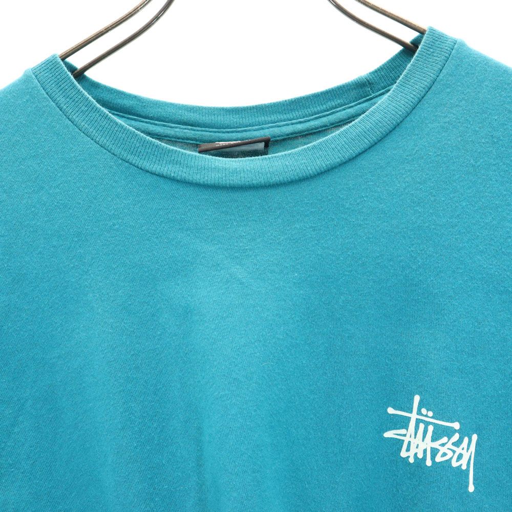 ステューシー バックプリント 半袖 カットオフ Tシャツ M ブルー系 STUSSY メンズ