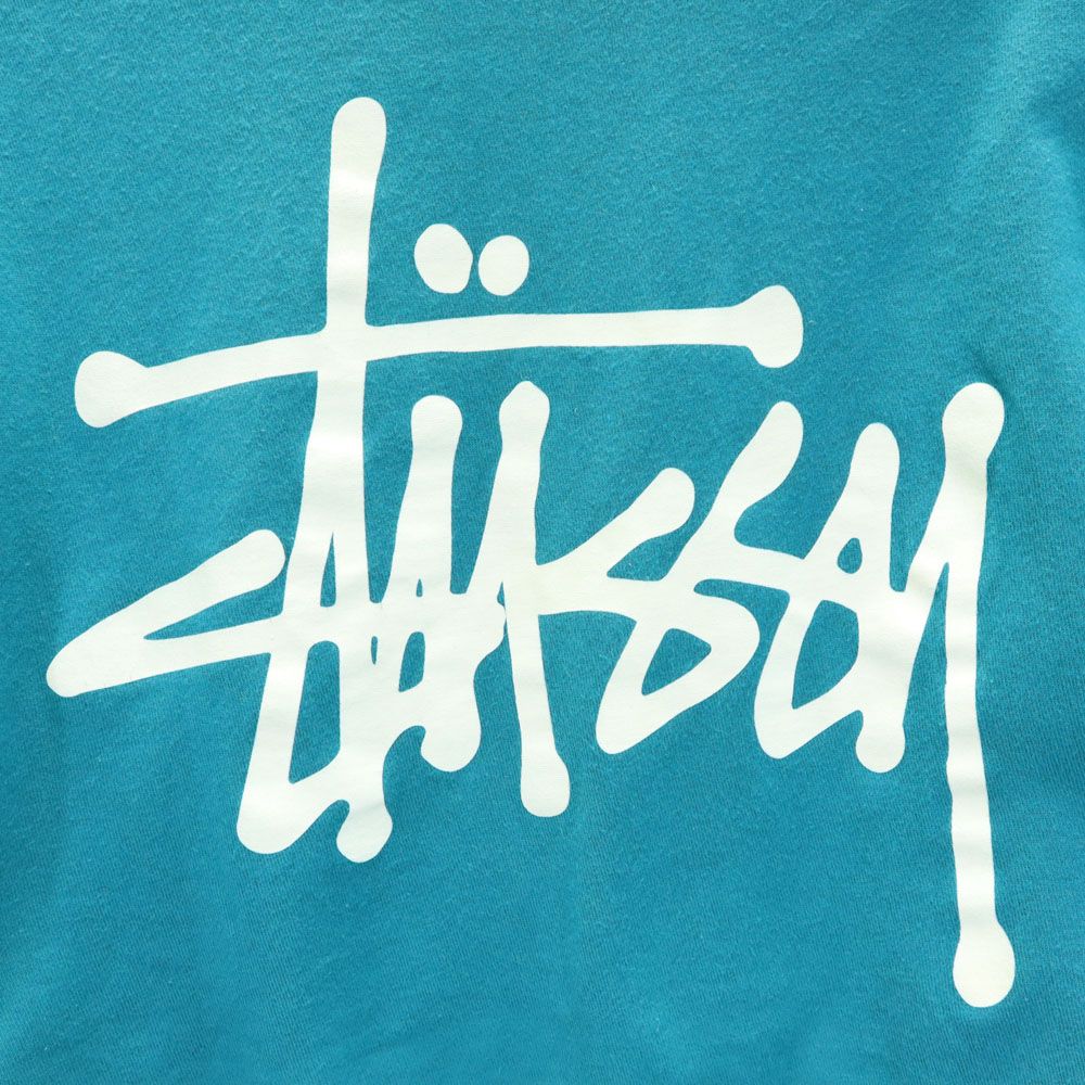 ステューシー バックプリント 半袖 カットオフ Tシャツ M ブルー系 STUSSY メンズ