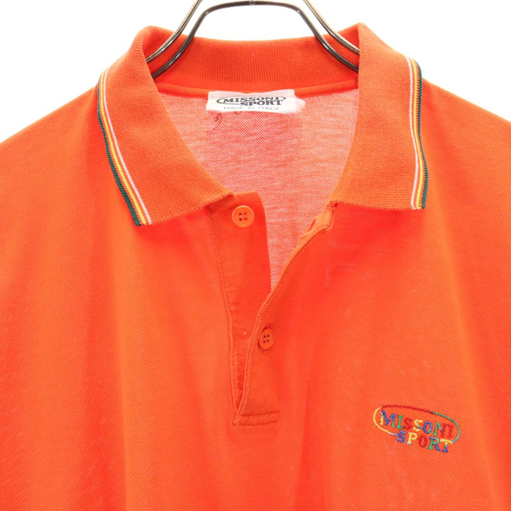 Missoni ミッソーニ イタリア製 半袖 ポロシャツ M オレンジ 鹿の子 メンズ