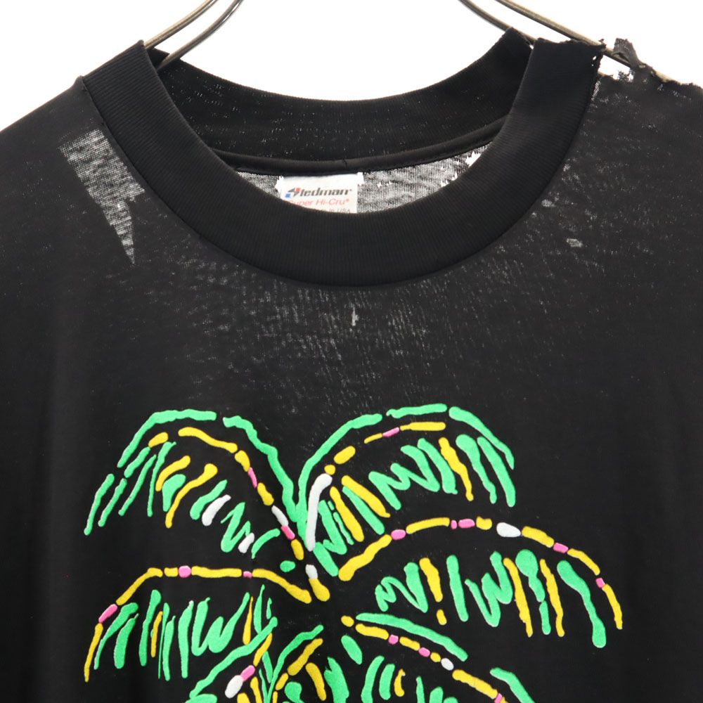 STEDMAN ステッドマン 90s USA製 オールド ジャンク パームツリー柄 半袖 Tシャツ L ブラック メンズ