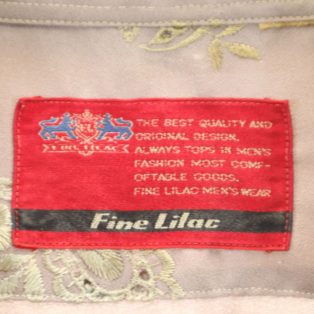 Fine Lilac ペイズリー刺繍 5分袖 オープンカラー シャツ ブラウングレー系 Fine Lilac メンズ