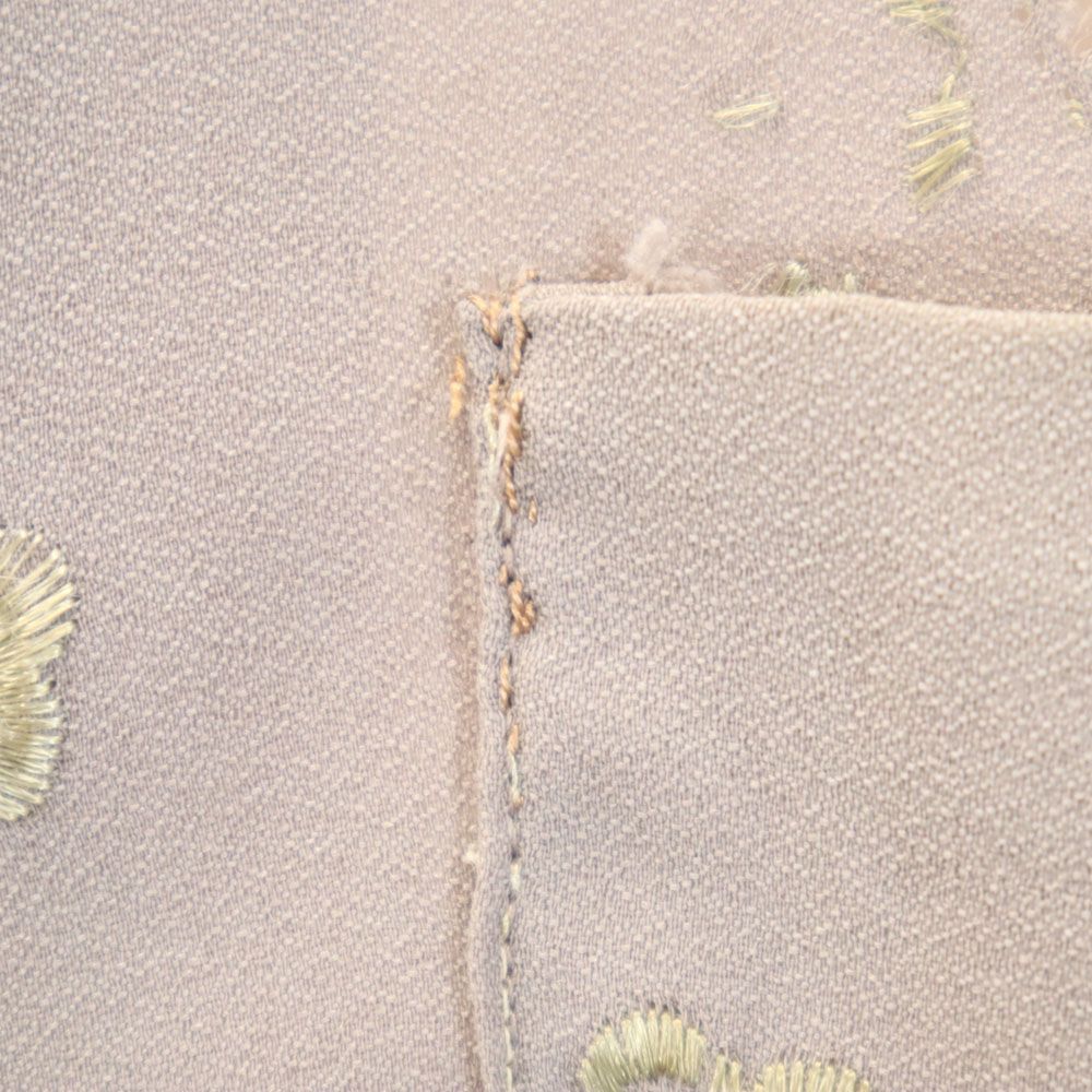 Fine Lilac ペイズリー刺繍 5分袖 オープンカラー シャツ ブラウングレー系 Fine Lilac メンズ