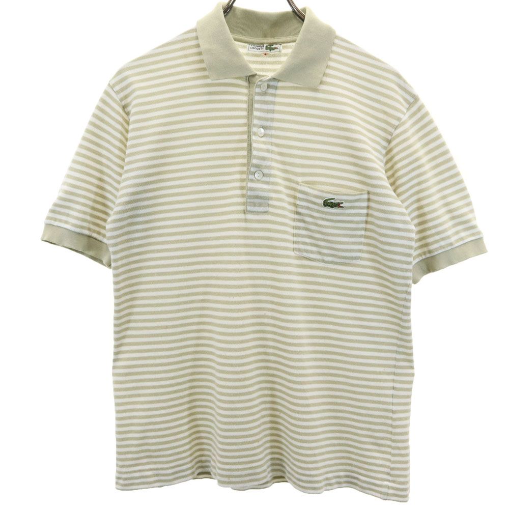 CHEMISE LACOSTE シュミーズラコステ ボーダー柄 半袖 鹿の子 ポロシャツ 4 ホワイト メンズ