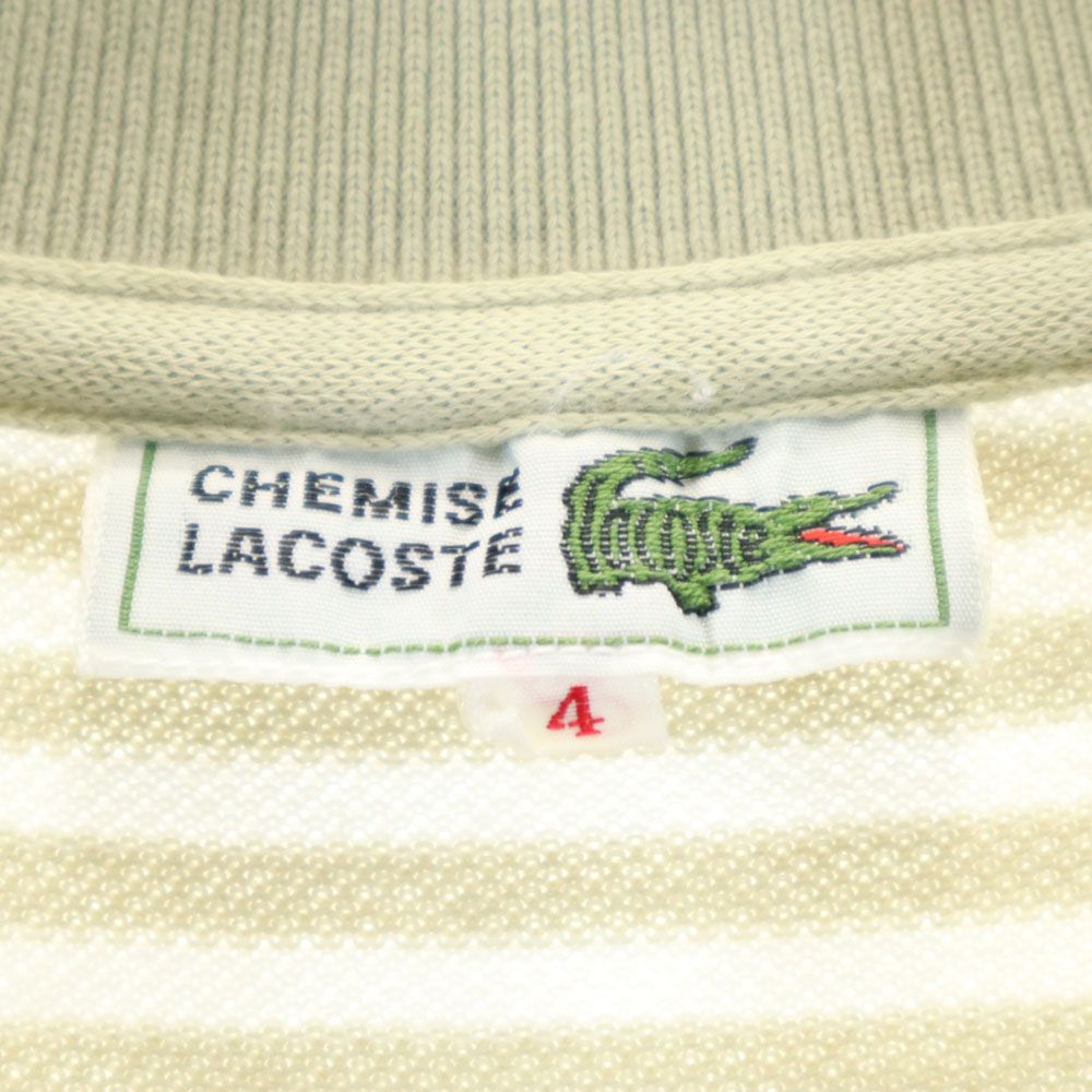 CHEMISE LACOSTE シュミーズラコステ ボーダー柄 半袖 鹿の子 ポロシャツ 4 ホワイト メンズ