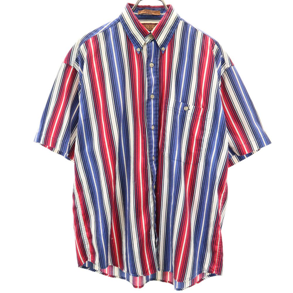 NORTHERN EXPLORER 90s オールド ストライプ柄 半袖 ボタンダウンシャツ M レッド 他 メンズ