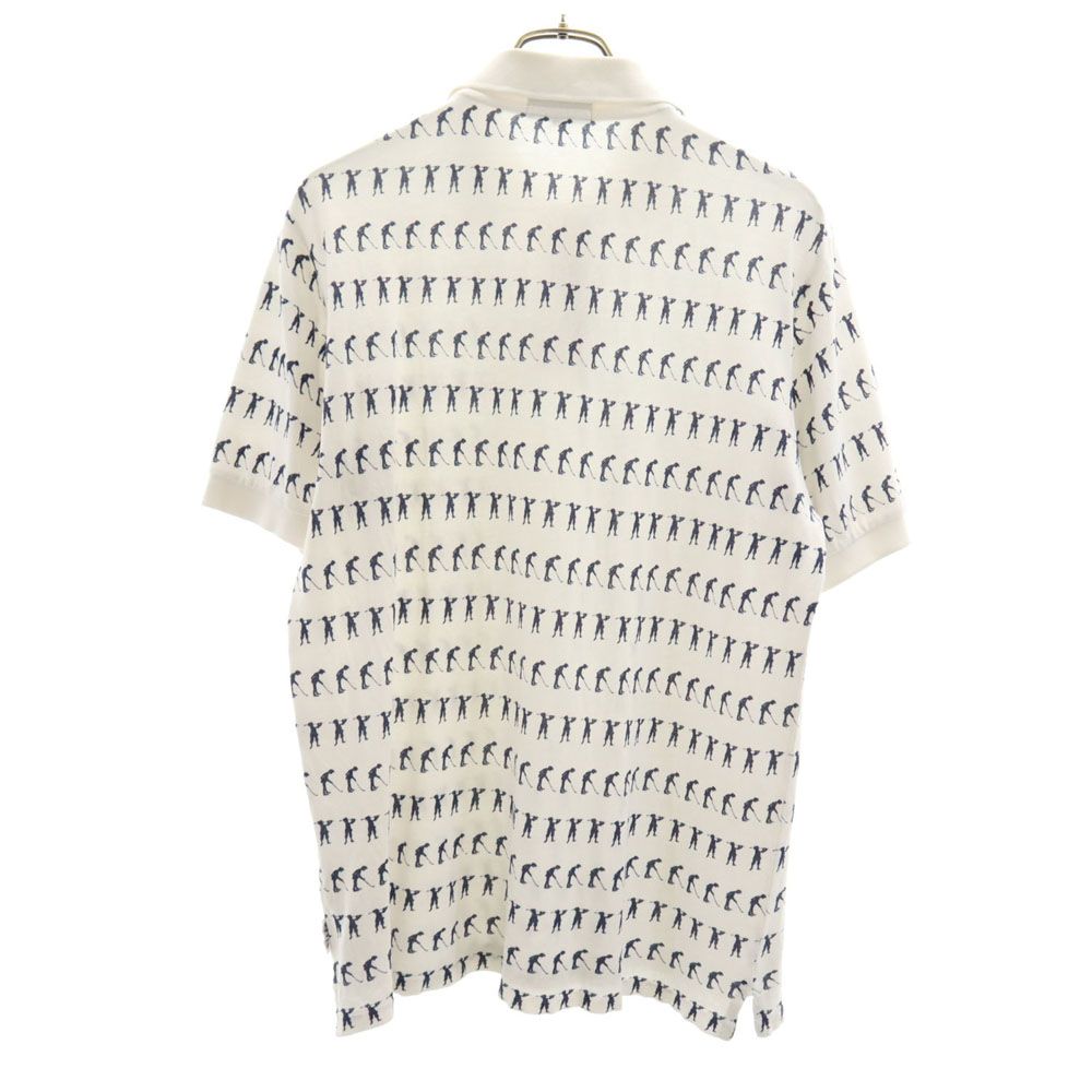 PEARLY GATES パーリーゲイツ ゴルフ 日本製 総柄 ゴルフ 半袖 ポロシャツ 4 白 GOLF 鹿の子地 メンズ