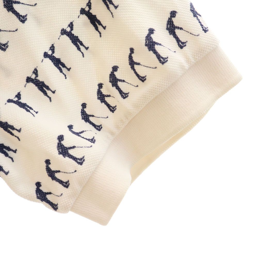 PEARLY GATES パーリーゲイツ ゴルフ 日本製 総柄 ゴルフ 半袖 ポロシャツ 4 白 GOLF 鹿の子地 メンズ