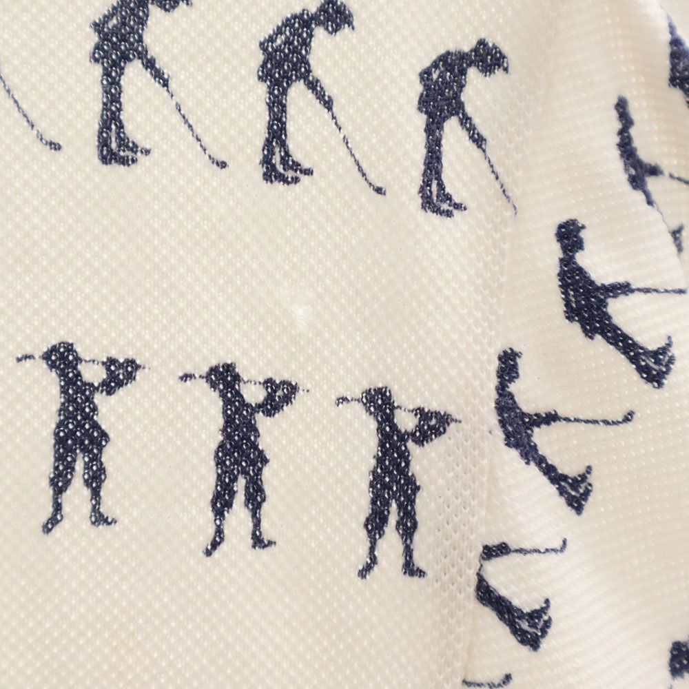 PEARLY GATES パーリーゲイツ ゴルフ 日本製 総柄 ゴルフ 半袖 ポロシャツ 4 白 GOLF 鹿の子地 メンズ