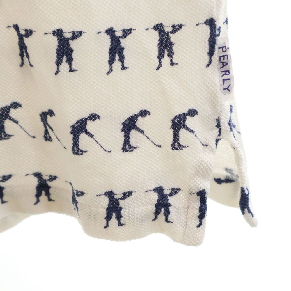 PEARLY GATES パーリーゲイツ ゴルフ 日本製 総柄 ゴルフ 半袖 ポロシャツ 4 白 GOLF 鹿の子地 メンズ