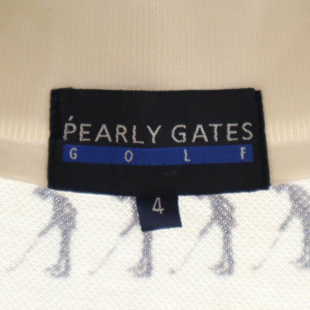 PEARLY GATES パーリーゲイツ ゴルフ 日本製 総柄 ゴルフ 半袖 ポロシャツ 4 白 GOLF 鹿の子地 メンズ