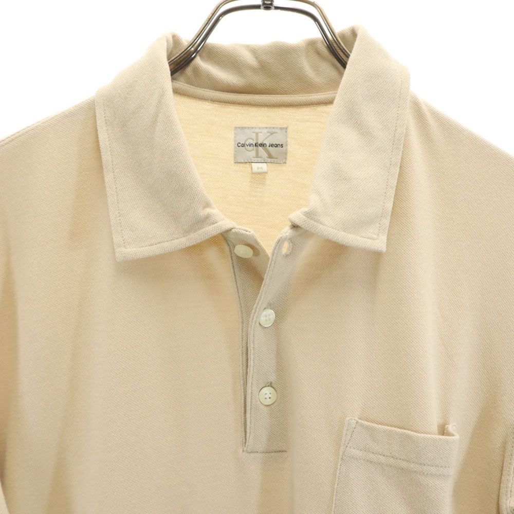カルバンクラインジーンズ 半袖 ポロシャツ M ベージュ系 Calvin klein Jeans 鹿の子地 メンズ
