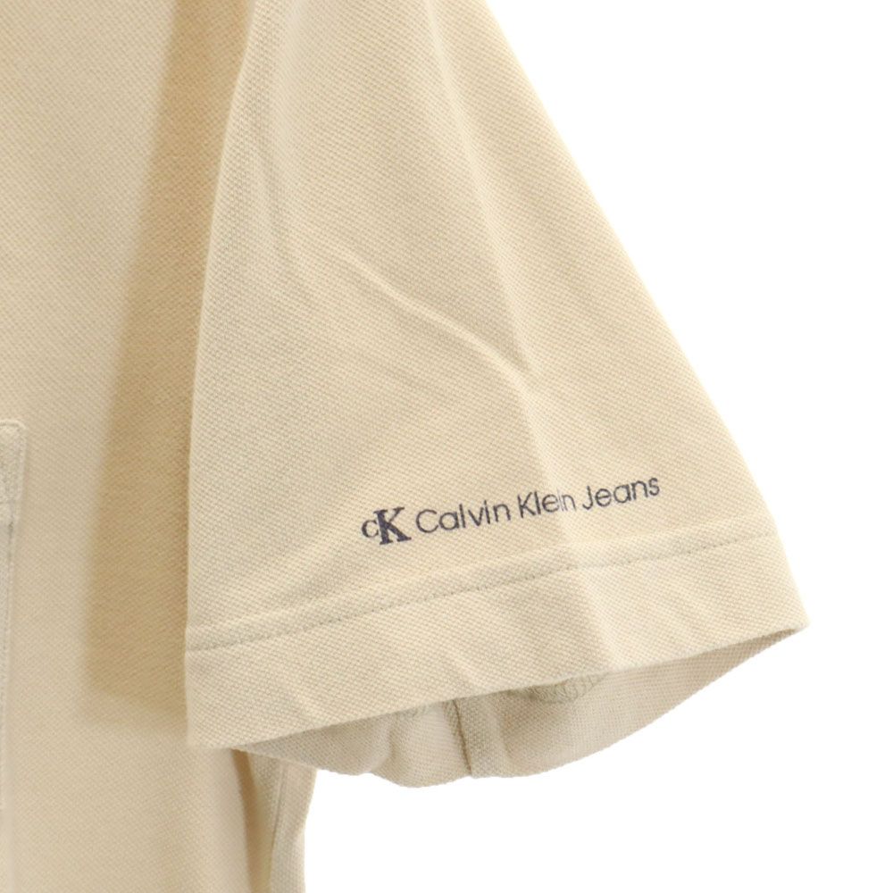 カルバンクラインジーンズ 半袖 ポロシャツ M ベージュ系 Calvin klein Jeans 鹿の子地 メンズ
