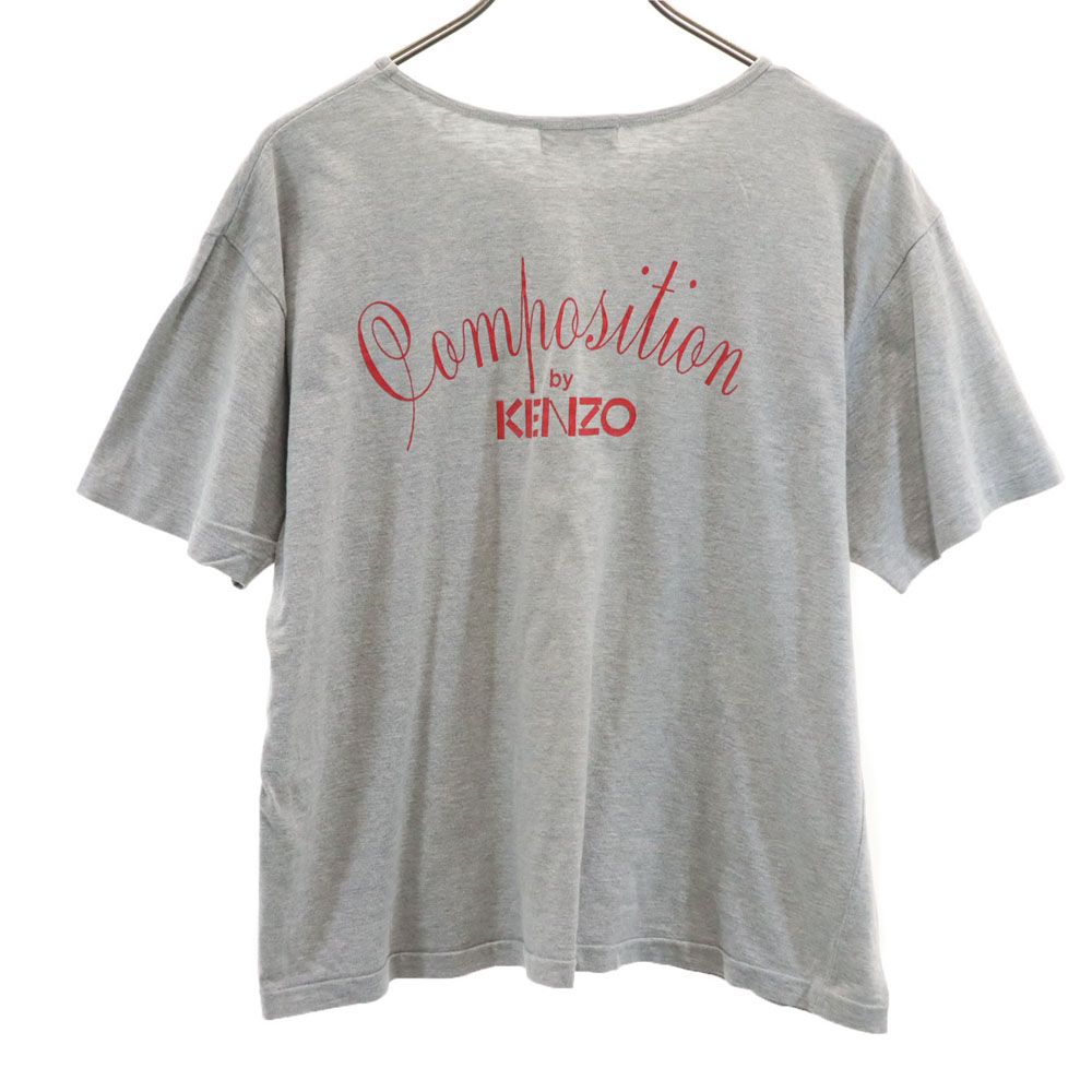 composition by KENZO コンポジション ケンゾー 90s 日本製 オールド バックプリント 半袖 Tシャツ 38 グレー レディース