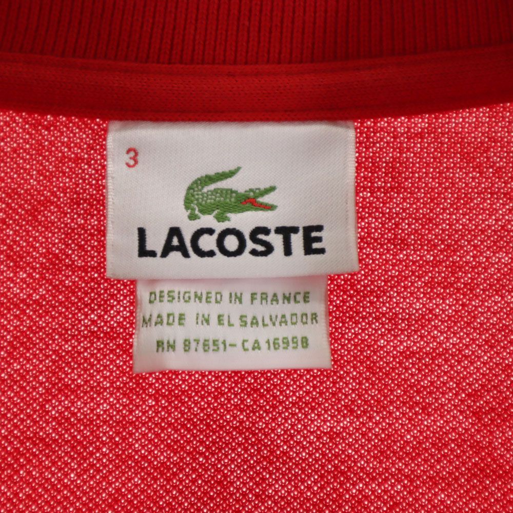 LACOSTE ラコステ 半袖 ポロシャツ 3 レッド 鹿の子 メンズ