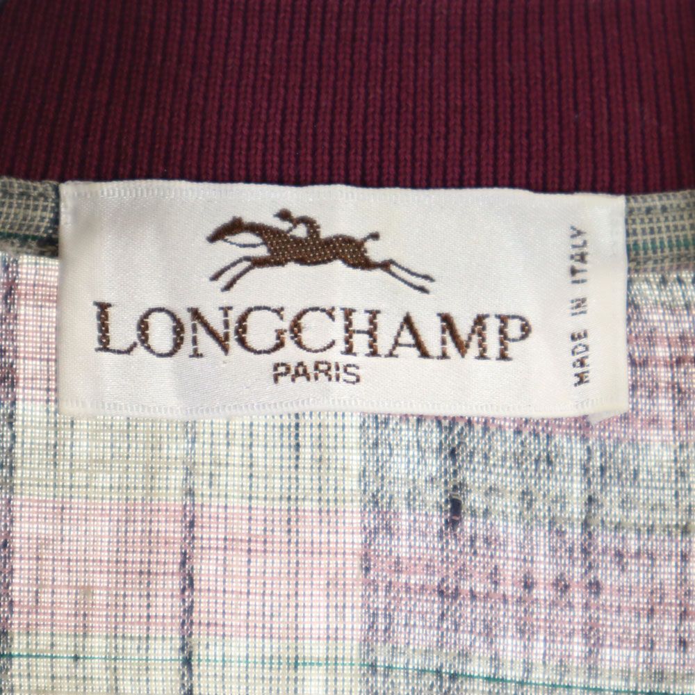 ロンシャン 70s 80s イタリア製 ヴィンテージ チェック柄 半袖 シャツジャケット 50 グレー系 Longchamp メンズ