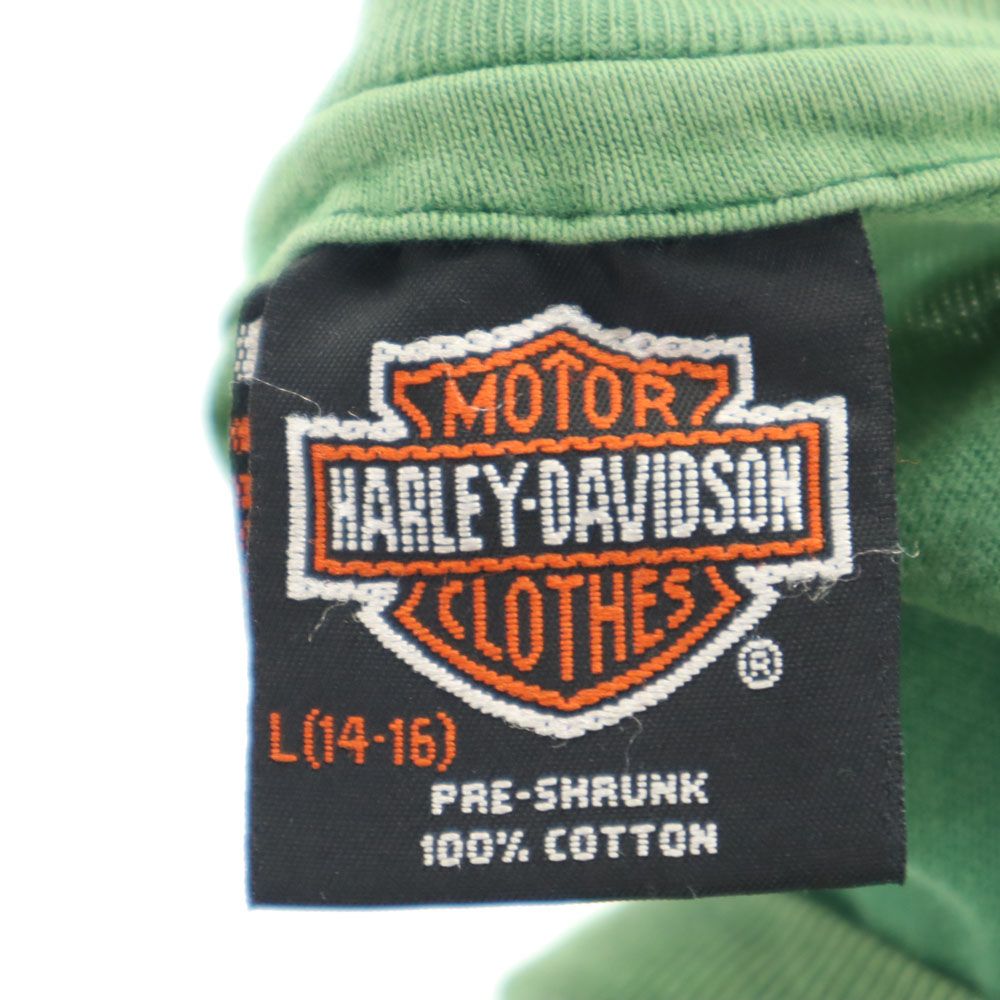 HARLEY DAVIDSON ハーレーダビッドソン 90s USA製 オールド 半袖 Tシャツ L 14-16 グリーン系 キッズ