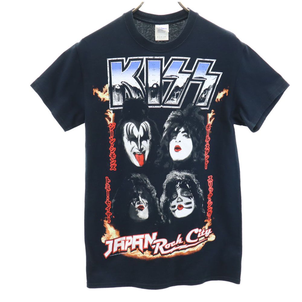 GILDAN ギルダン キッス プリント 半袖 Tシャツ S ネイビー KISS ロックバンド バンT メンズ