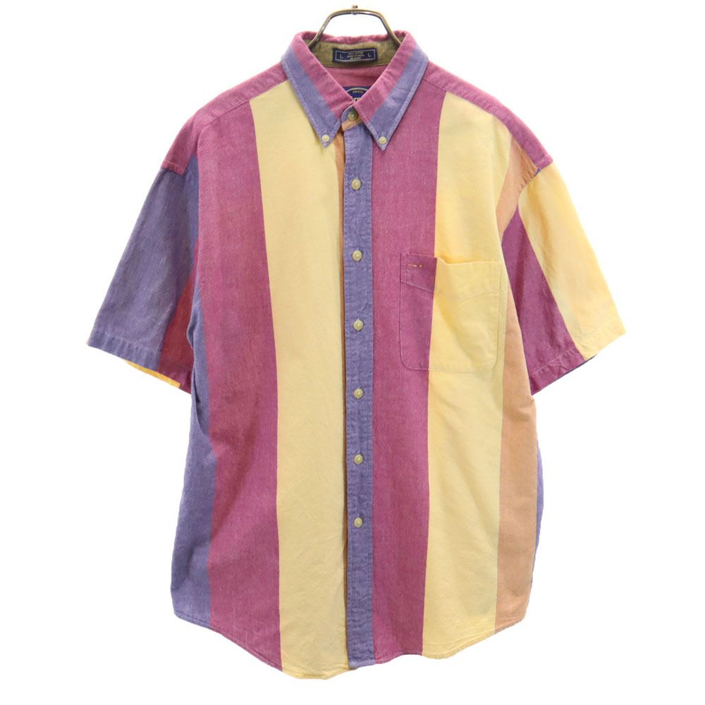 ARROW アロー 90s オールド ストライプ柄 半袖 オックスフォード ボタンダウンシャツ L イエロー 他 メンズ