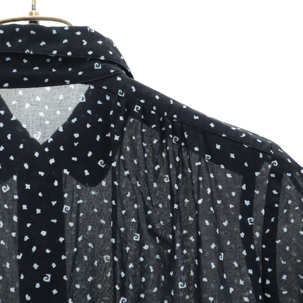 Pierre Cardin ピエールカルダン 総柄 半袖 シースルー シャツ 85 ブラック ブラウス レディース