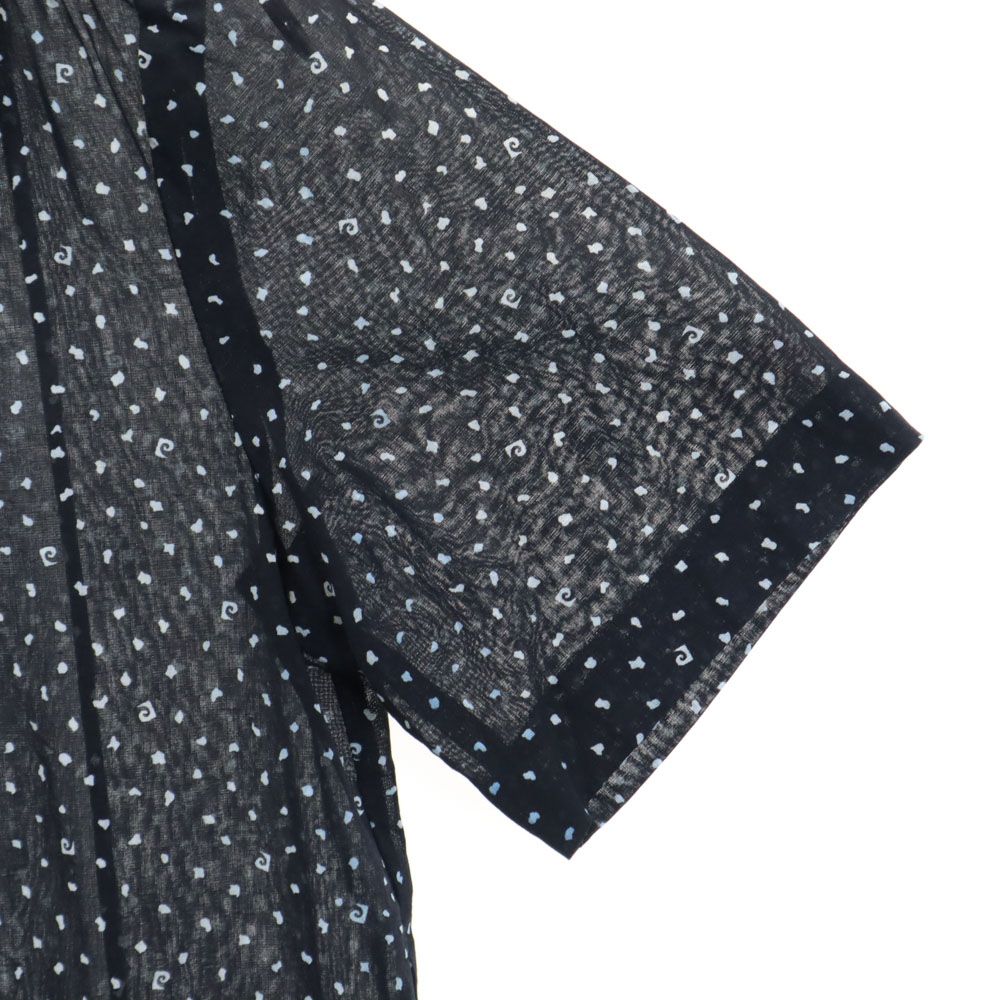 Pierre Cardin ピエールカルダン 総柄 半袖 シースルー シャツ 85 ブラック ブラウス レディース